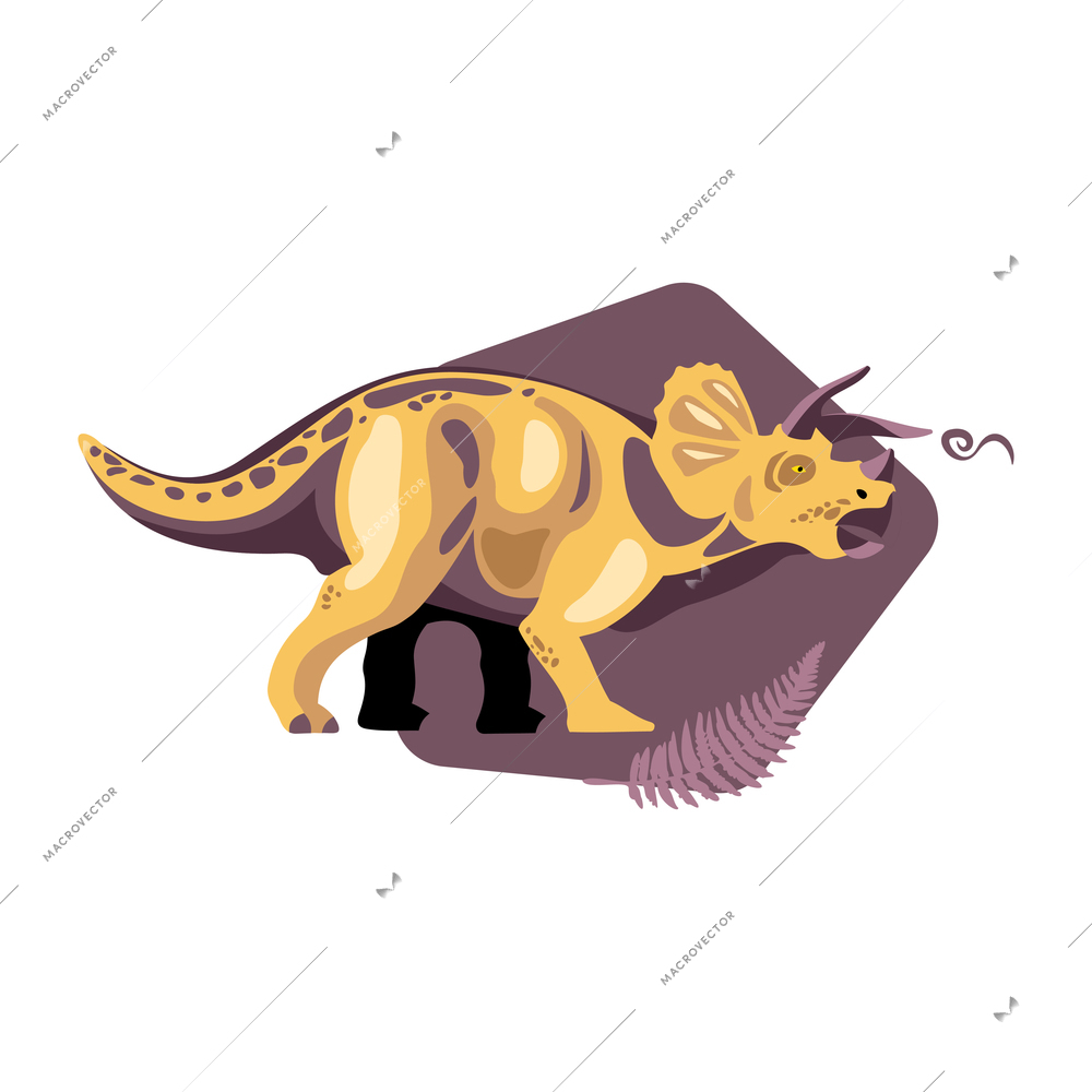 Jurassic monster giant ancient dinosaur composition with image of walking horned dinosaur vector illustration