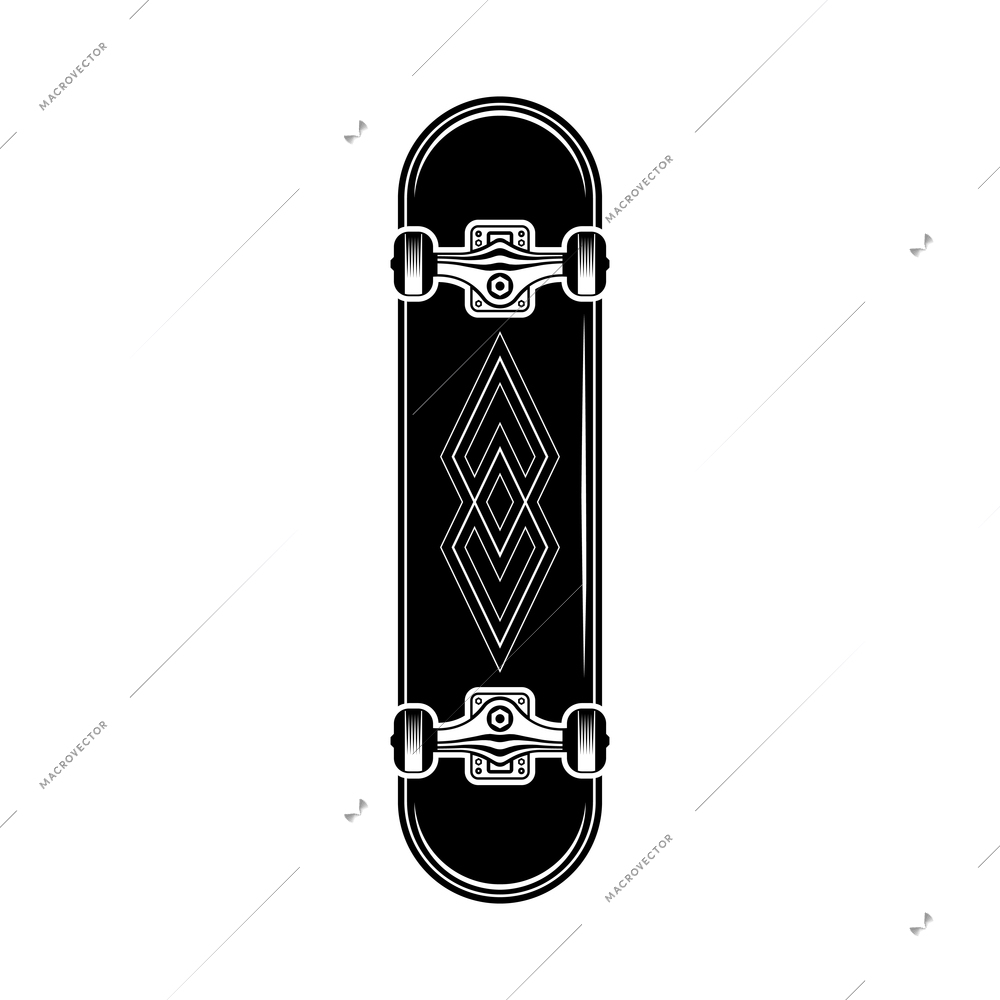 Skateboarding hand drawn engraving composition with bottom view of skateboard vector illustration