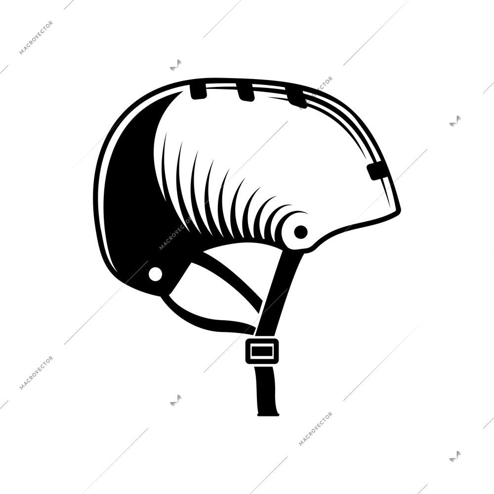 Skateboarding hand drawn engraving composition with isolated image of protective helmet vector illustration