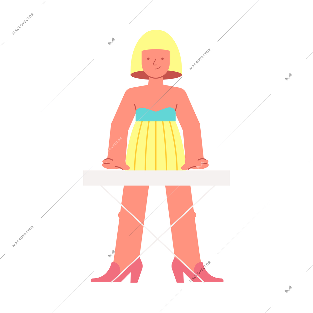 Singer star flat composition with isolated character of blonde girl with synthesizer vector illustration