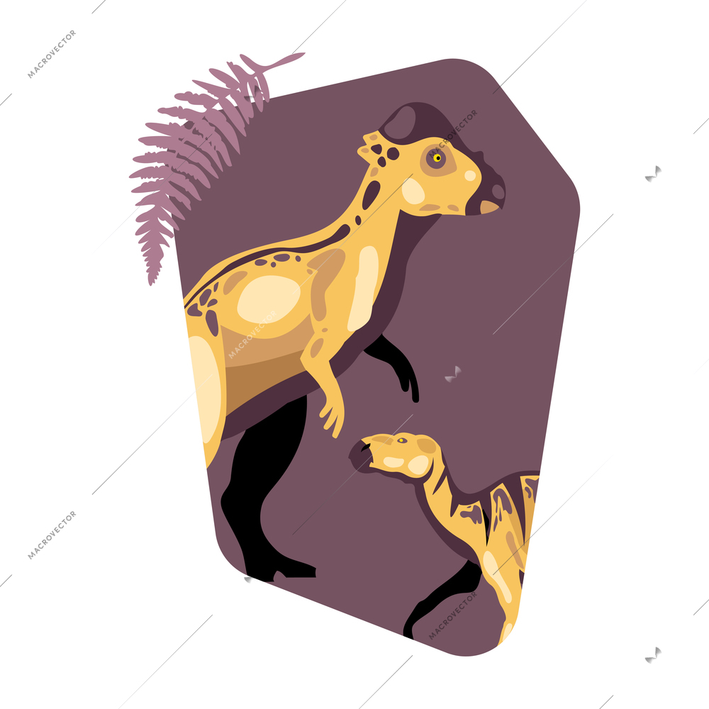 Jurassic monster giant ancient dinosaur composition with pair of cartoon style animals vector illustration