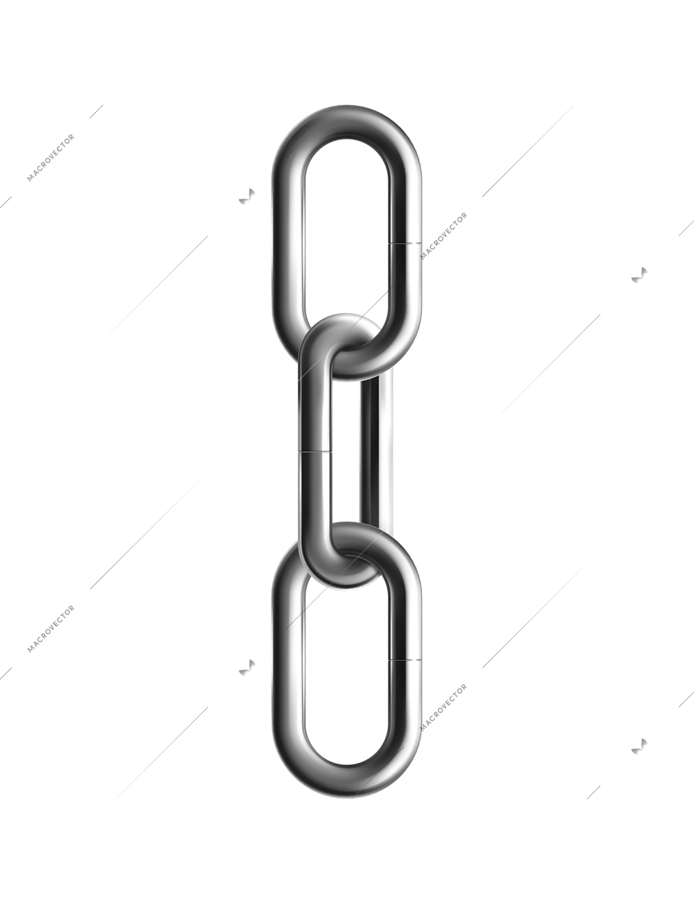 Metal rusty chain realistic composition with isolated images of three chain segments vector illustration