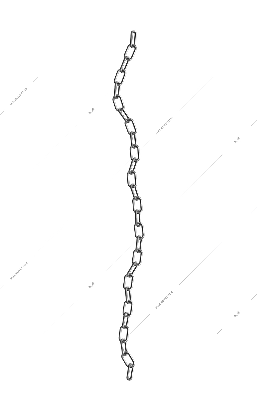 Metal rusty chain realistic composition with isolated images of hanging chain vector illustration