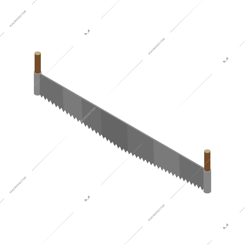 Sawmill timber mill lumberjack isometric composition with isolated image of big saw vector illustration