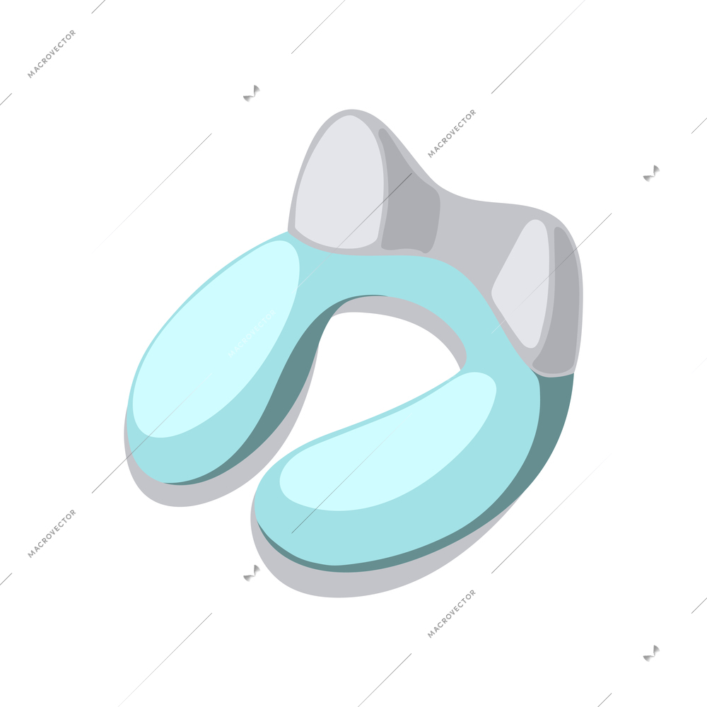 Hi tech sleeping isometric composition with isolated image of curved orthopedic pillow vector illustration