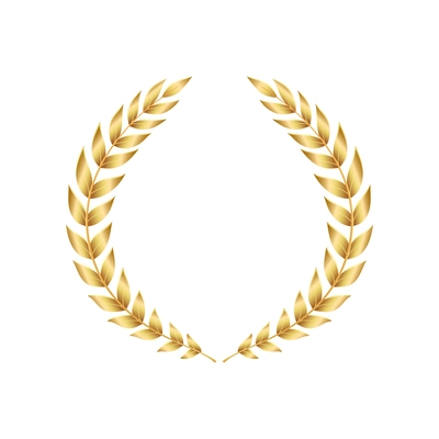 Golden ribbon laurel wreath emblem realistic composition with laurel wreath branches vector illustration