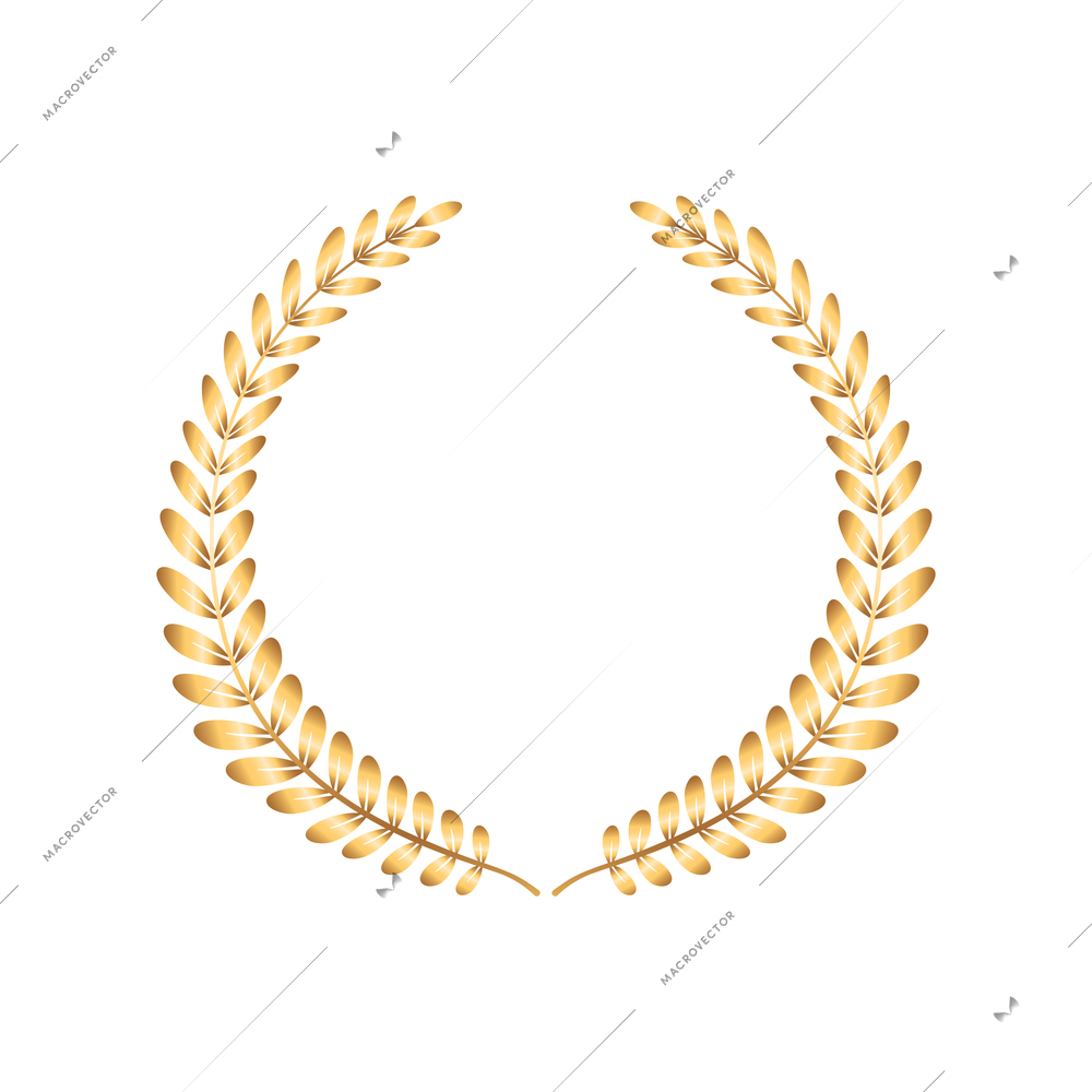 Golden ribbon laurel wreath emblem realistic composition with laurel wreath branches vector illustration