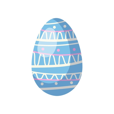 Easter egg realistic composition with isolated image of blue egg decorated with abstract shapes vector illustration