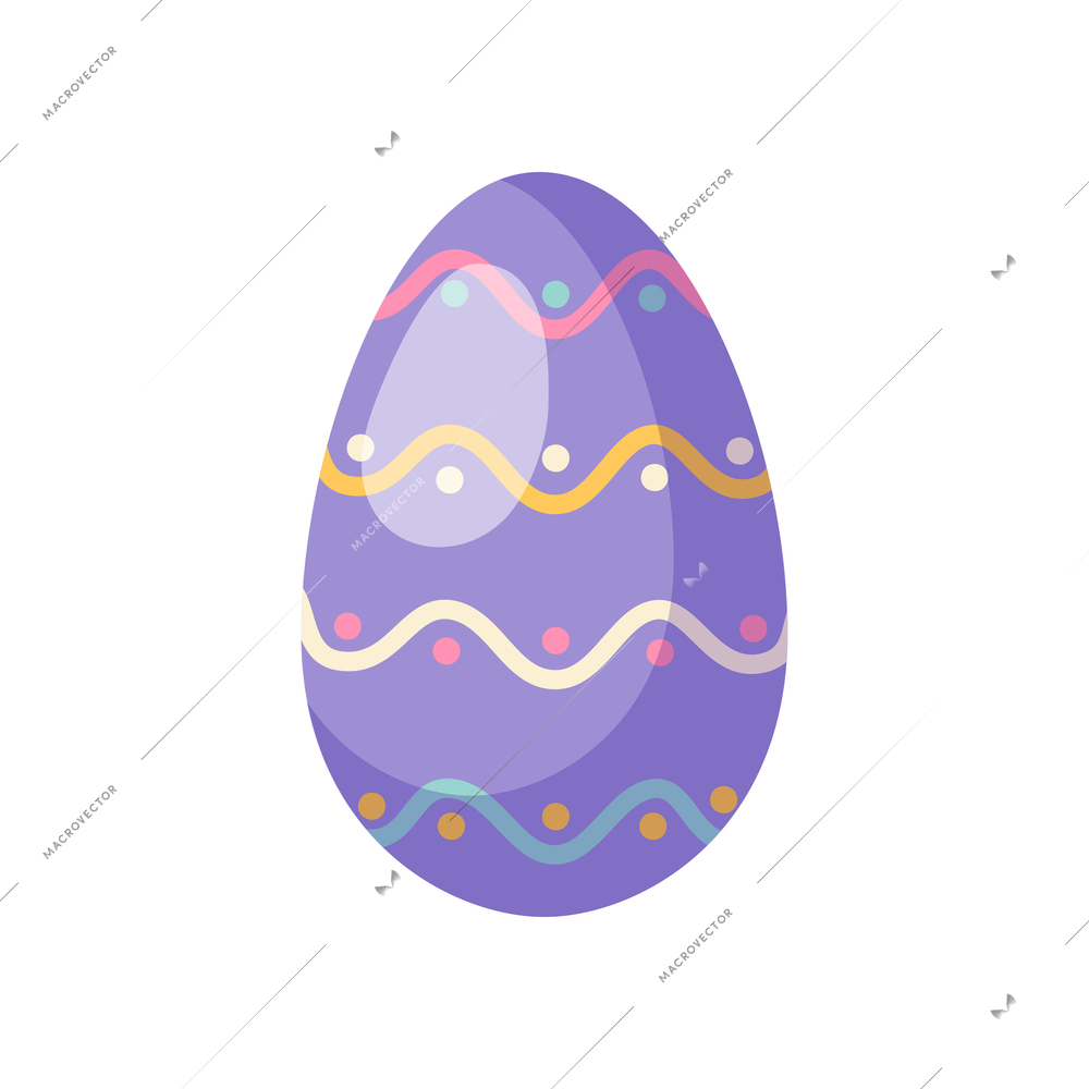 Easter egg realistic composition with isolated image of decorated easter egg for festival vector illustration