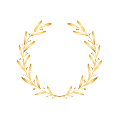 Golden ribbon laurel wreath emblem realistic composition with laurel wreath branches vector illustration