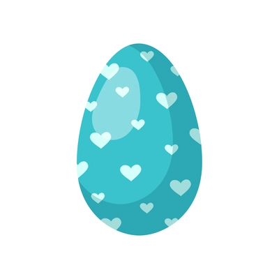 Easter egg realistic composition with isolated image of blue egg decorated with heart images vector illustration