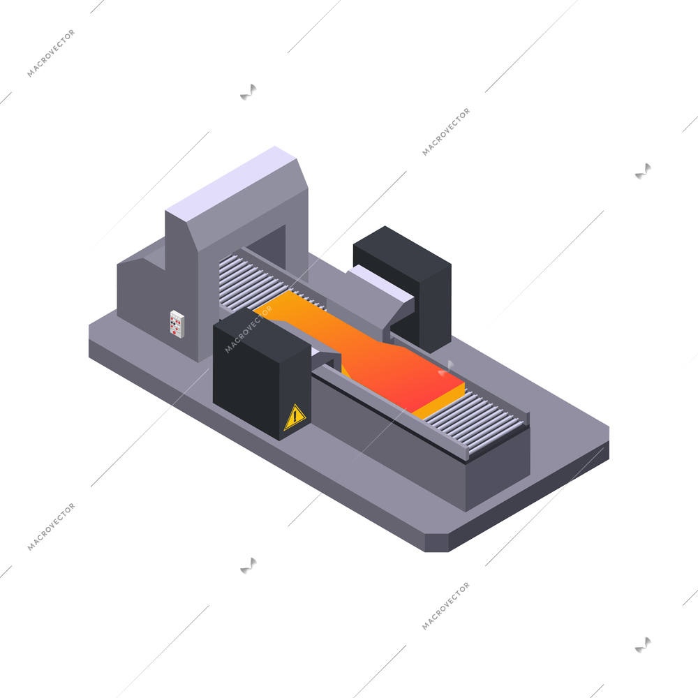 Metal industry metalworking isometric composition with isolated image of industrial appliance vector illustration