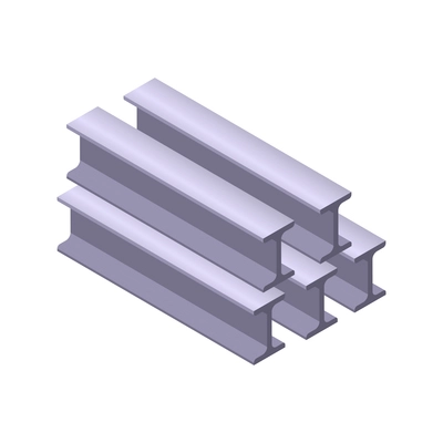 Metal industry metalworking isometric composition with bunch of rail segments on blank background vector illustration