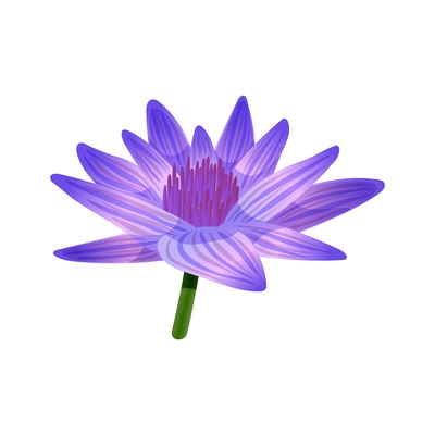 Sri lanka tourism travel composition with isolated image of blue lotus flower with green stalk vector illustration