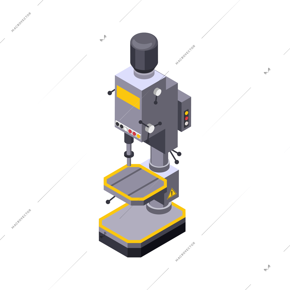 Metal industry metalworking isometric composition with isolated image of industrial appliance vector illustration