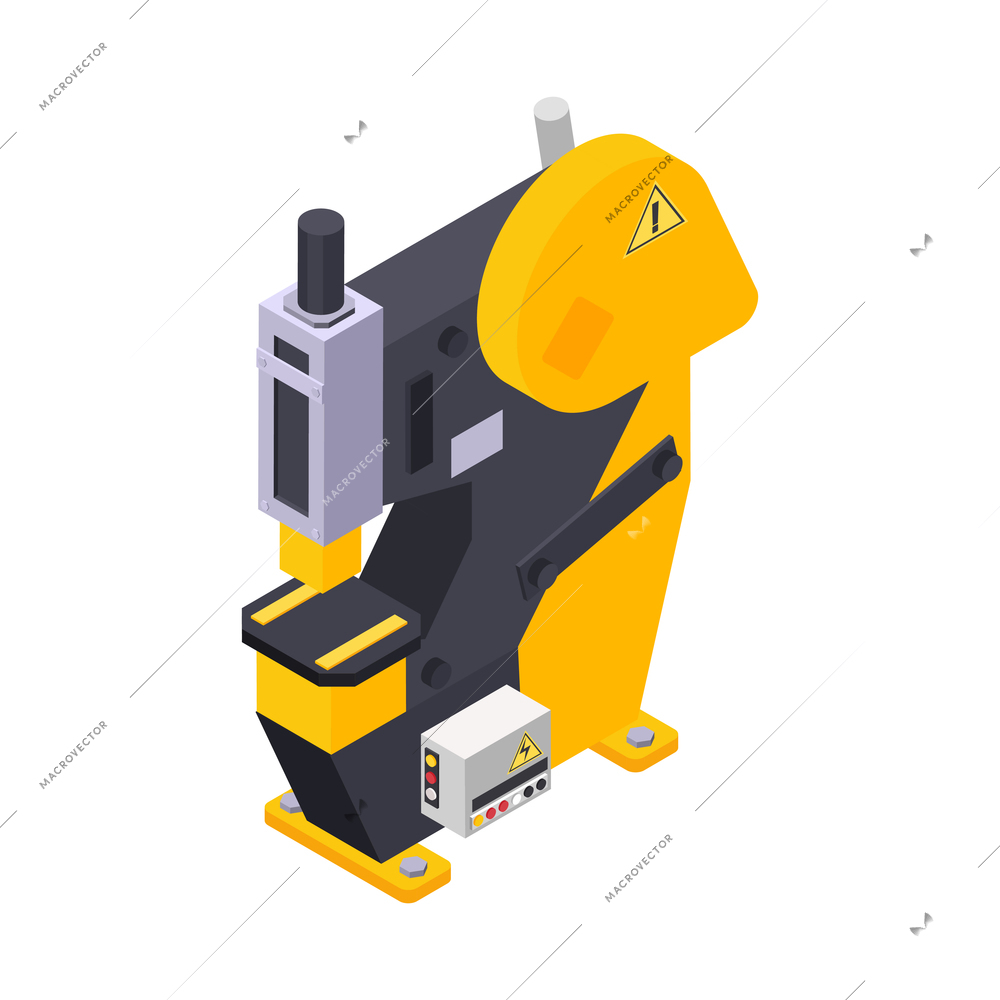 Metal industry metalworking isometric composition with isolated image of industrial appliance vector illustration