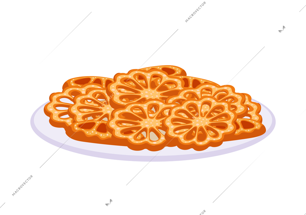 Sri lanka tourism travel composition with isolated image of lotus plant slices on dish vector illustration