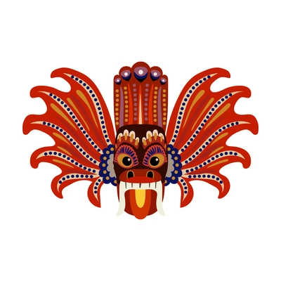 Sri lanka tourism travel composition with isolated image of festive yaka mask with feathers and monster face vector illustration