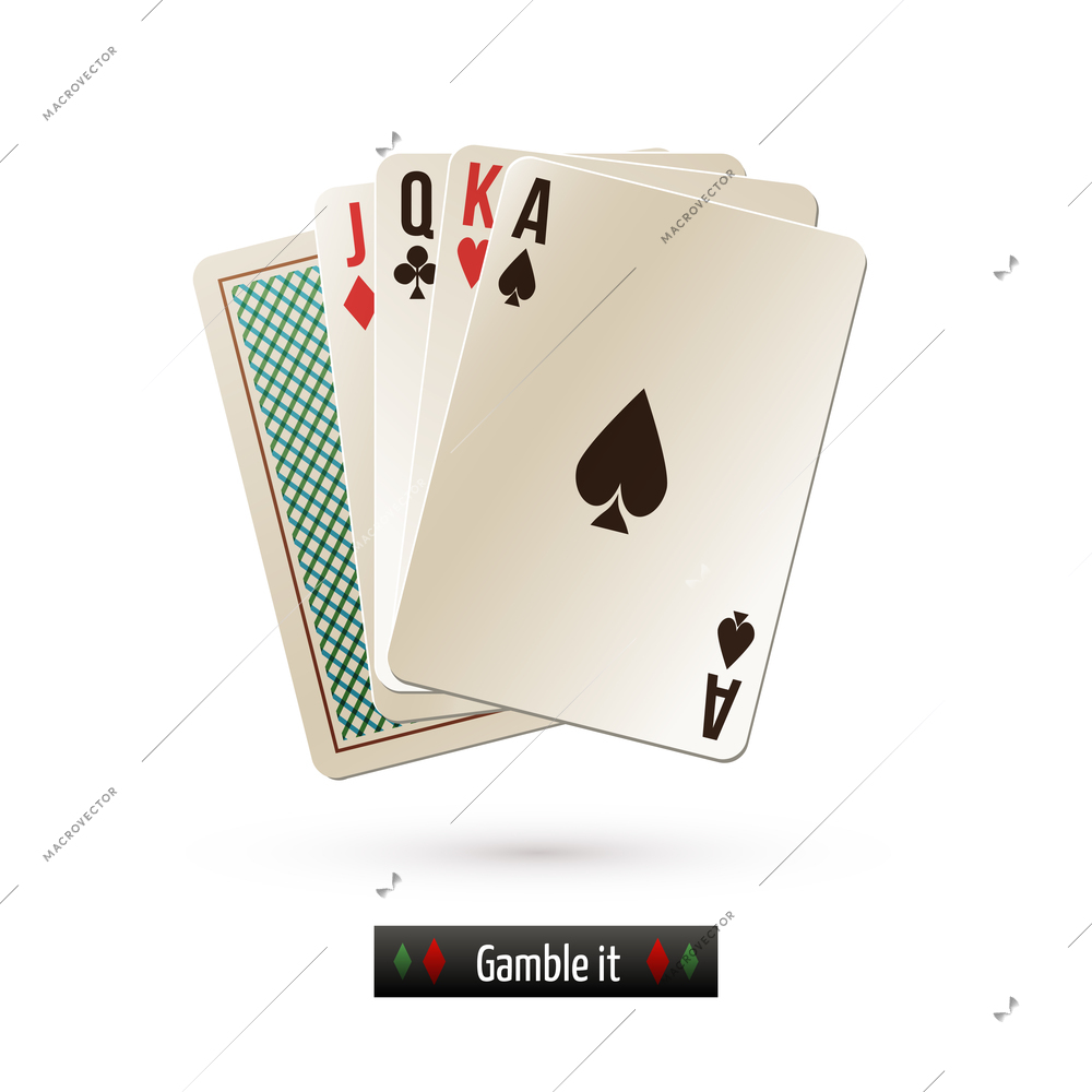 Game casino poker black jack card set realistic isolated on white background vector illustration