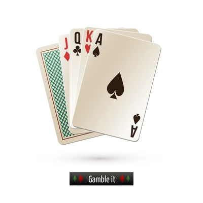 Game casino poker black jack card set realistic isolated on white background vector illustration