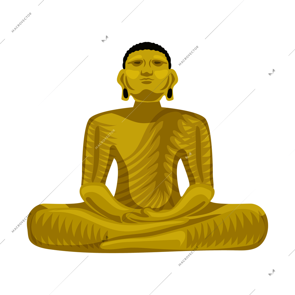 Sri lanka tourism travel composition with isolated image of massive golden statue of buddha vector illustration