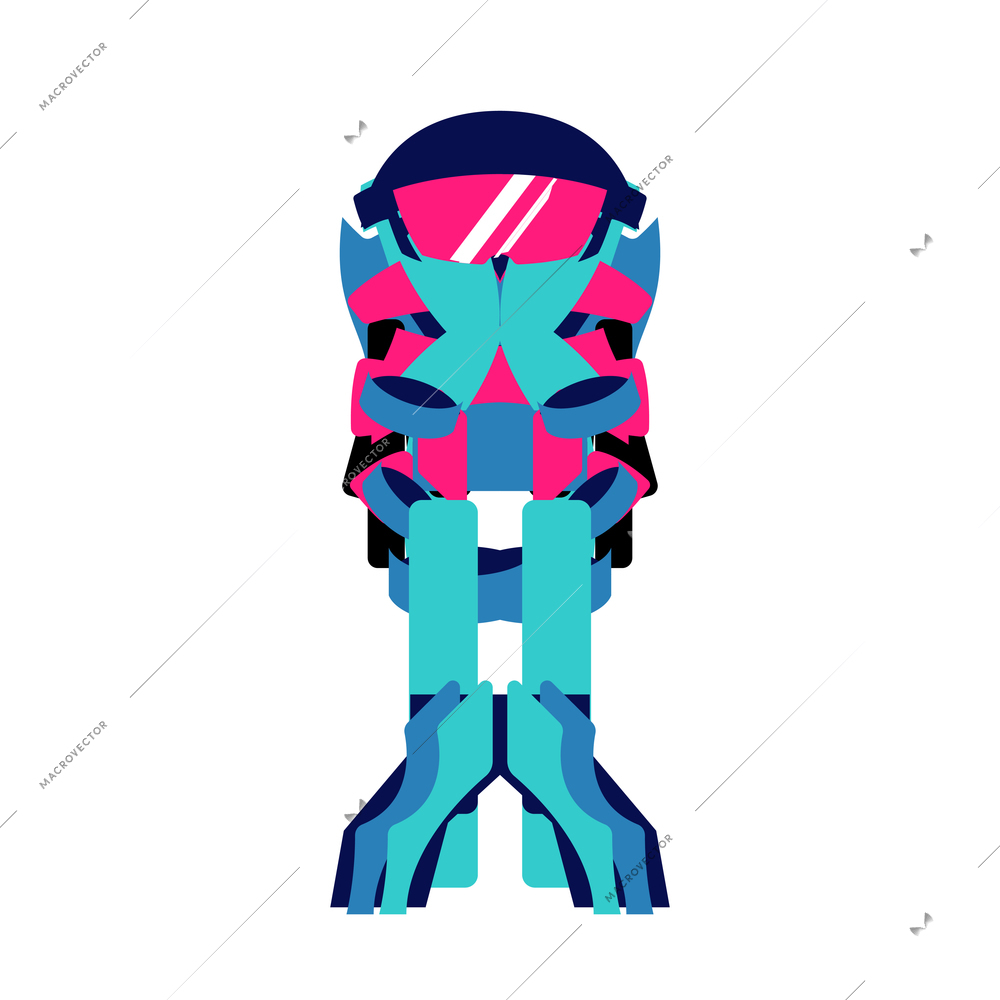 Technologies future composition with isolated image of neon colored pieces of futuristic costume vector illustration