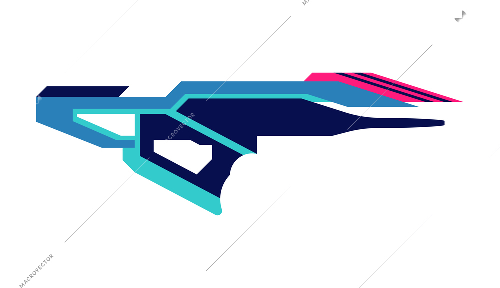 Technologies future composition with isolated image of neon colored laser gun vector illustration