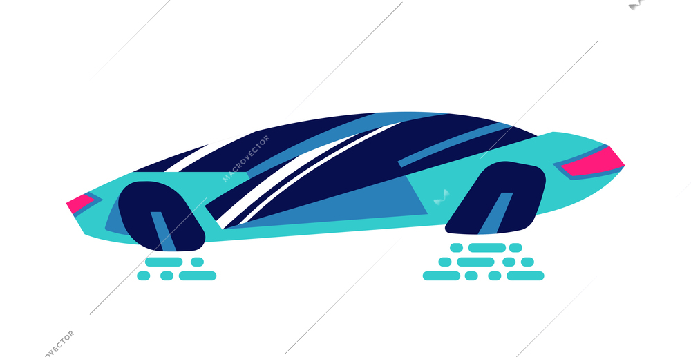 Technologies future composition with isolated image of neon colored futuristic car vector illustration