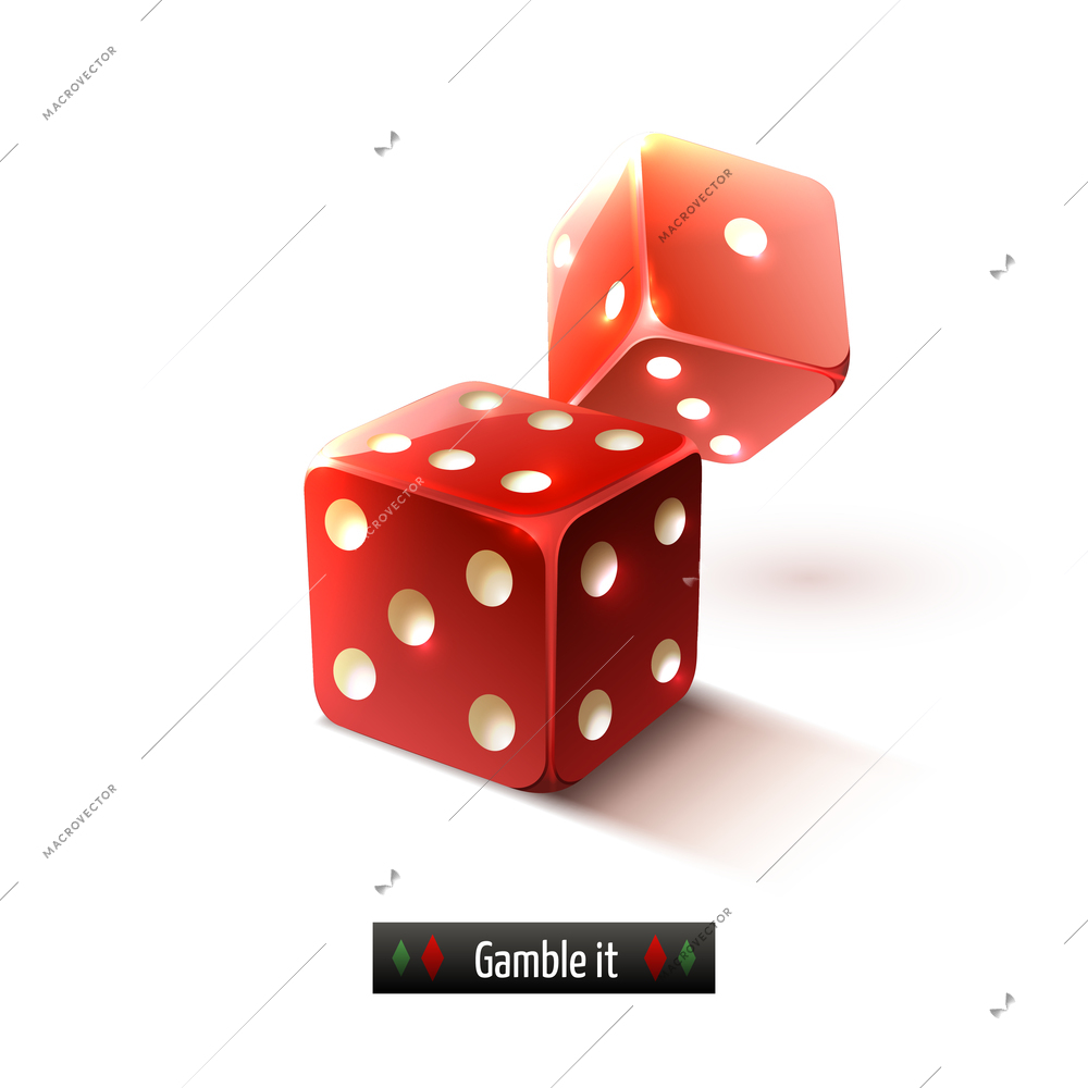 Game gamble casino dice set realistic isolated on white background vector illustration