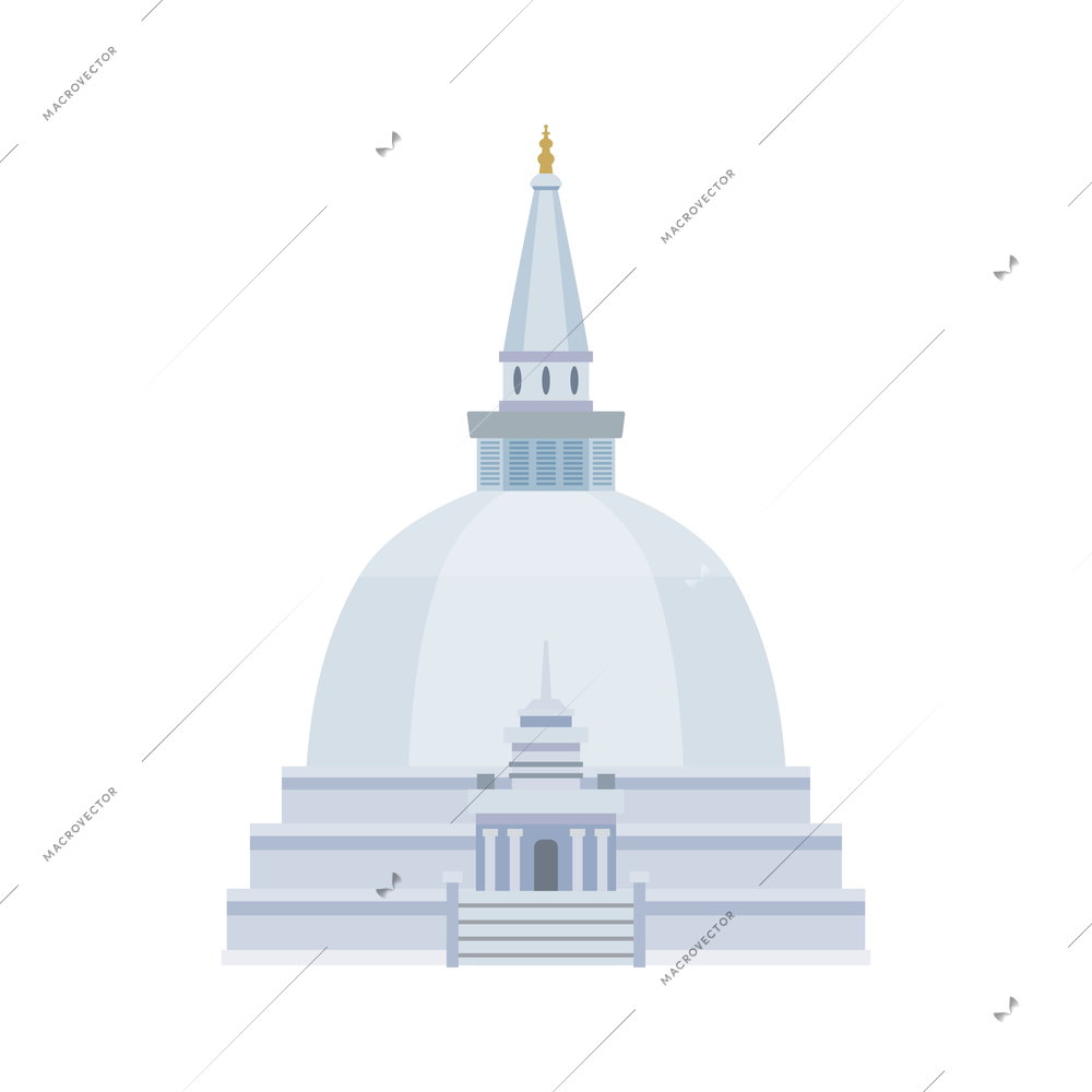 Sri lanka tourism travel composition with isolated image of white temple building vector illustration