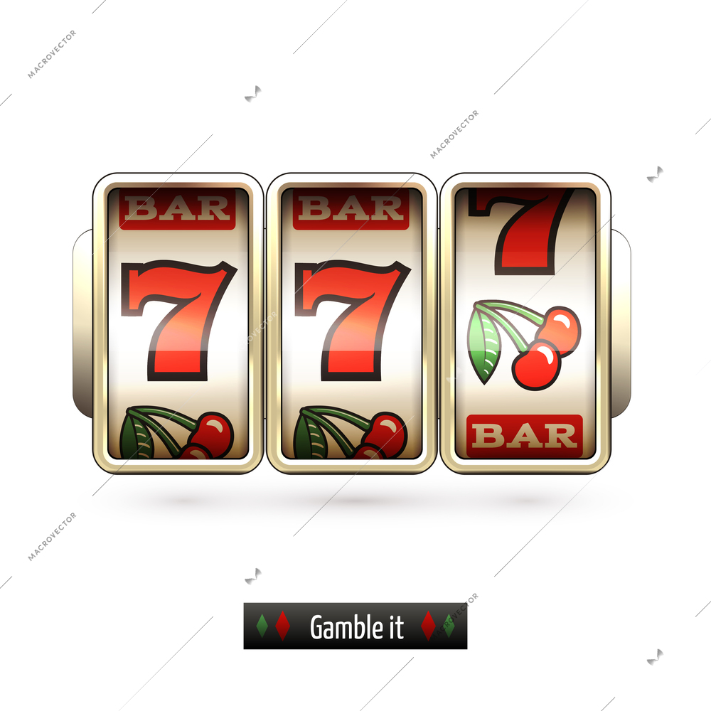 Game gamble casino slot machine realistic isolated on white background vector illustration