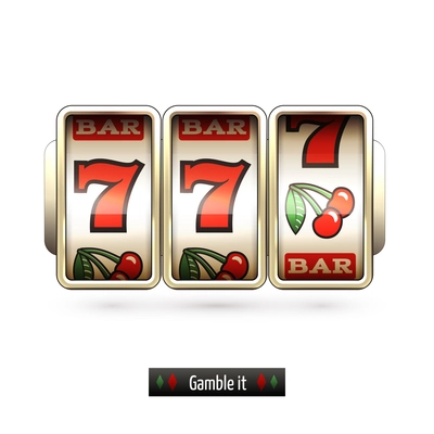 Game gamble casino slot machine realistic isolated on white background vector illustration