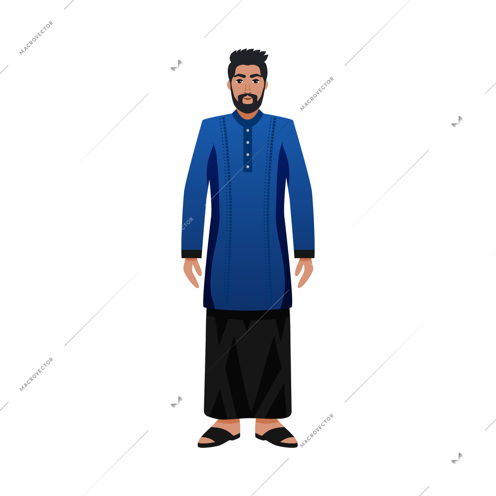 Sri lanka tourism travel composition with isolated human character of sri lankian man in traditional clothes vector illustration