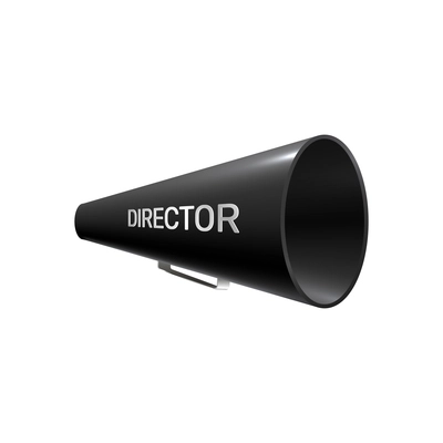 Cinema film production realistic transparent composition with isolated image of directors tube megaphone vector illustration