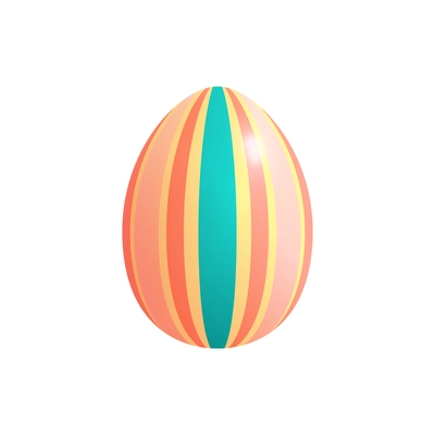 Easter egg realistic composition with isolated image of egg colored with vertical lines vector illustration