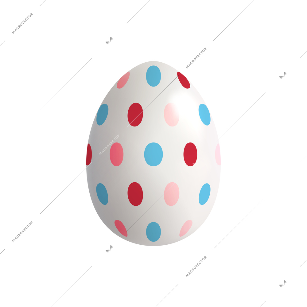 Easter egg realistic composition with isolated image of polka dot egg vector illustration