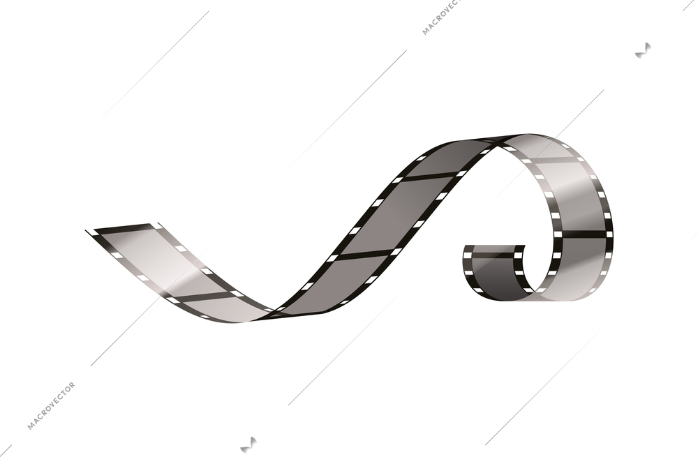 Cinema film production realistic transparent composition with isolated image of film reel segment vector illustration