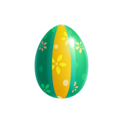 Easter egg realistic composition with isolated image of colorful egg decorated with flower images vector illustration