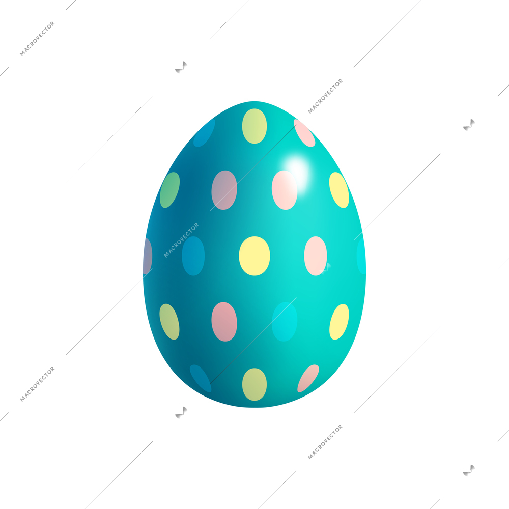 Easter egg realistic composition with isolated image of polka dot egg vector illustration