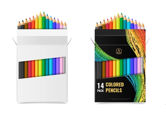 Pencil case with colored pencils for drawing Vector Image