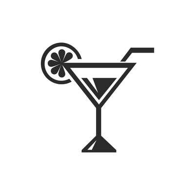 Casino icons composition with isolated monochrome flat image of cocktail glass vector illustration