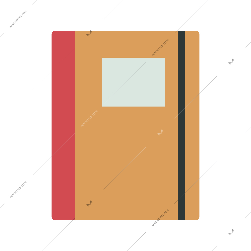 Top view on office workplace composition with isolated image of copybook on blank background vector illustration