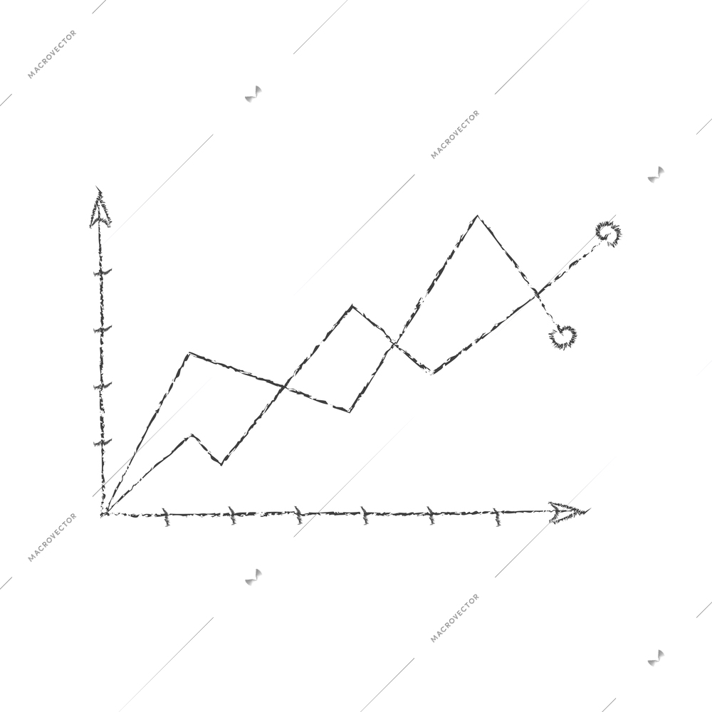 Hand drawn chalk diagrams composition with monochrome image of graph chart vector illustration