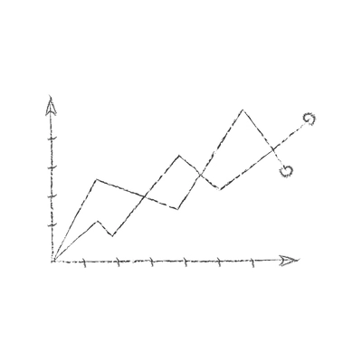 Hand drawn chalk diagrams composition with monochrome image of graph chart vector illustration