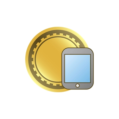 Coin composition with isolated icon of golden coin on blank background vector illustration