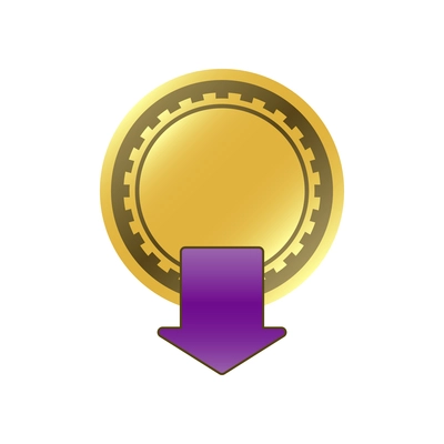 Coin composition with isolated icon of golden coin on blank background vector illustration