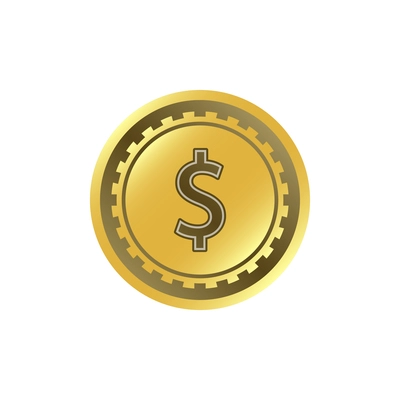 Coin composition with isolated icon of golden coin on blank background vector illustration