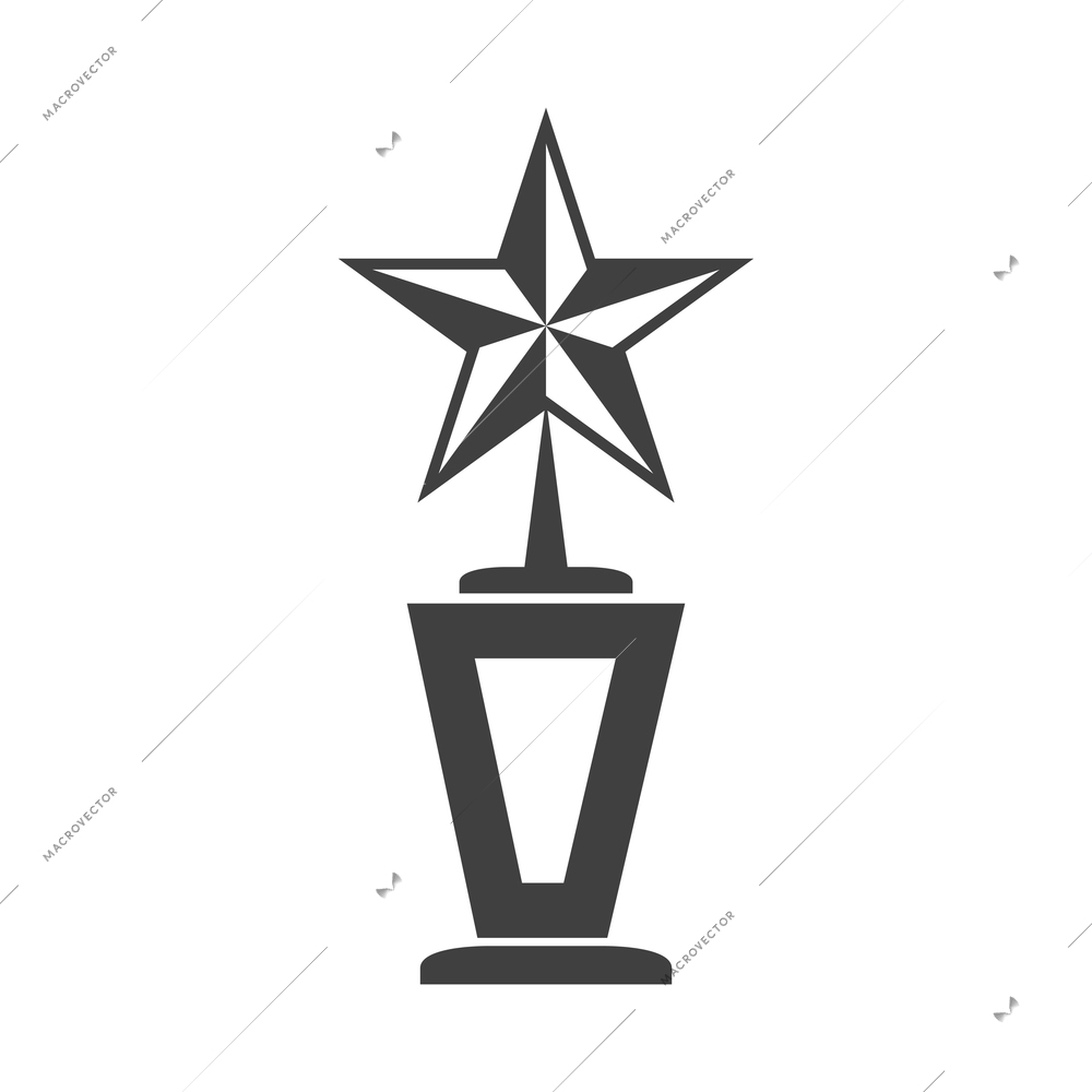 Badge icon composition with isolated monochrome image of star shaped award on blank background vector illustration