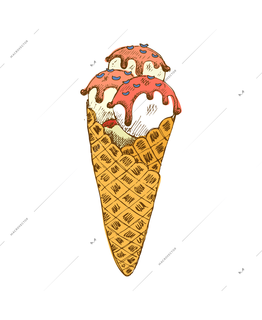 Tasty sweet ice cream composition with isolated image on blank background vector illustration