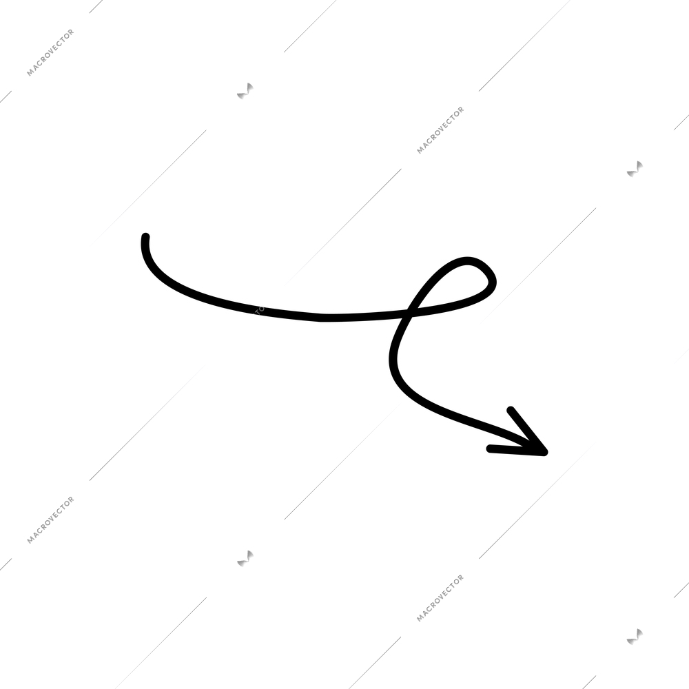 Arrows composition with isolated image of hand drawn style arrow with line vector illustration